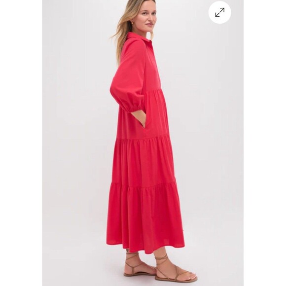 Tuckernuck Pomander Place Hibiscus Red Cotton Mabel Maxi Dress Size Large - Picture 3 of 13